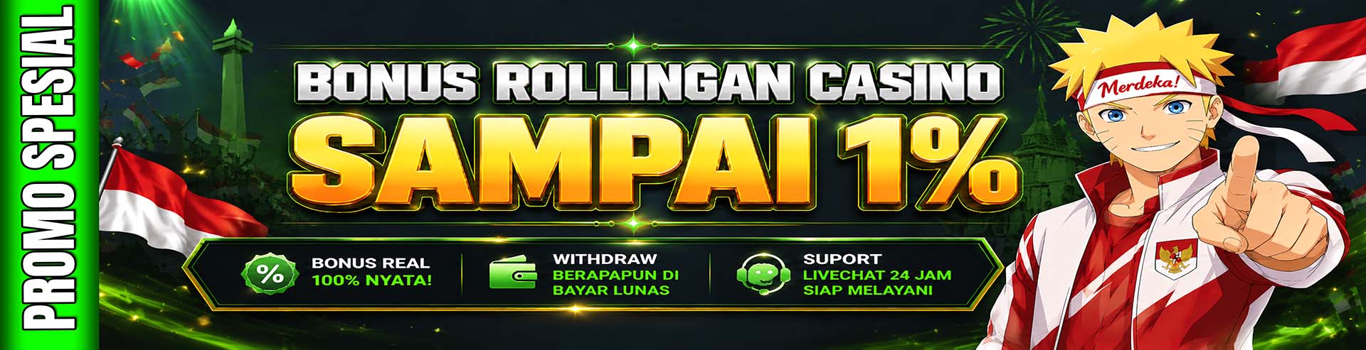 BONUS ROLLINGAN CASINO 1%